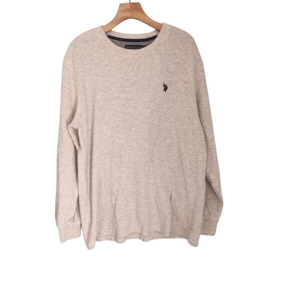 US Polo Assn. Waffle Knit Thermal Shirt Long Sleeve Sleep Shirt Ivory Mens XL - Picture 1 of 10